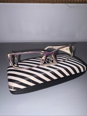 Purple and White Rectangle Frame Eyeglasses